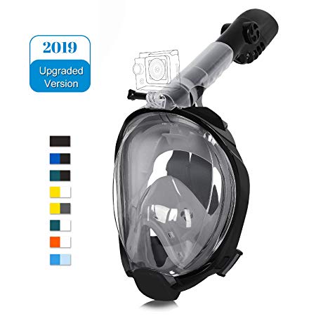 Unigear Snorkel Mask, Full Face Snorkeling Mask Free Breathing Design Anti-fog and Anti-leak Technology with Sport Camera Mount Diving Mask for Adults and Kids