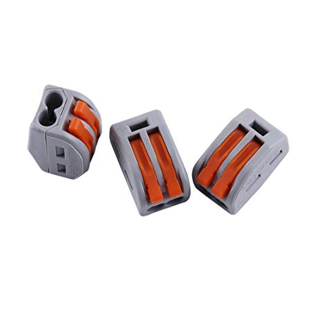 20Pcs 2/3/5 Way Spring Terminal Block Reusable Electric Cable Wire Connector (2 Ways)