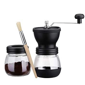 Manual Coffee Grinder, TOPELEK 350ml Hand Coffee Bean Grinder with Extra Storage Jar and Cleaning Brush