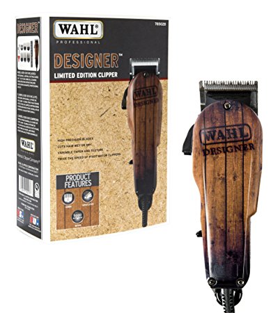 Wahl Professional Wood Designer Clipper #8355-3101, Cuts Hair Wet or Dry, Taper Lever for Easy Fading and Blending, Includes Accessories