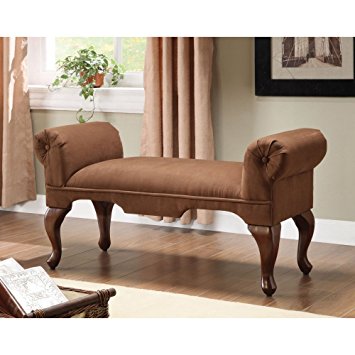 Acme 05626 Aston Microfiber Rolled Arm Bench, Chocolate Finish