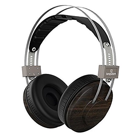 Langsdom Over-ear Wood headphone, Premium Genuine Headsets for Men&Women，Stereo Natural Audio Surround Sound Headphones for DJ （ VA800 Ebony）