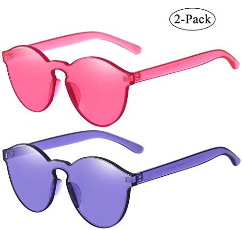One Piece Rimless Sunglasses Transparent Candy Color Tinted Eyewear …