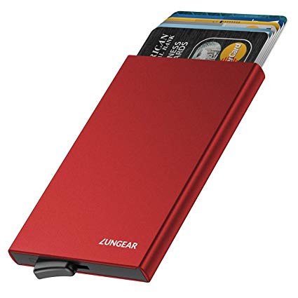 LUNGEAR RFID Credit Card Holder Slim Wallet Front Pocket Card Protector Pop up Design Aluminum Up to Hold 6 Cards