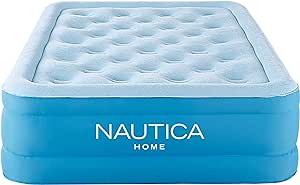 Nautica Home 16" Cool Comfort Size Full Premium Air Mattress with Pillow Top, Raised Inflatable Airbed, Comfort Coil Technology, Built-in Pump, Anti-Leak Vinyl, Storage Bag