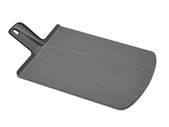 Joseph Joseph 60099 Chop2Pot Foldable Plastic Cutting Board 19-inch x 10.75-inch Chopping Board Kitchen Prep Mat with Non-Slip Feet 4-inch Handle Dishwasher Safe Lays Flat Folds Up, Large, Gray