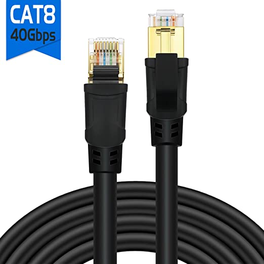 YixGH CAT 8 Ethernet Cable, Internet Network Cord, 40Gbps 2000Mhz LAN Wires, High Speed SSTP LAN Cables with Gold Plated RJ45 Connector for Router, Modem, Gaming, Xbox (1.6ft)
