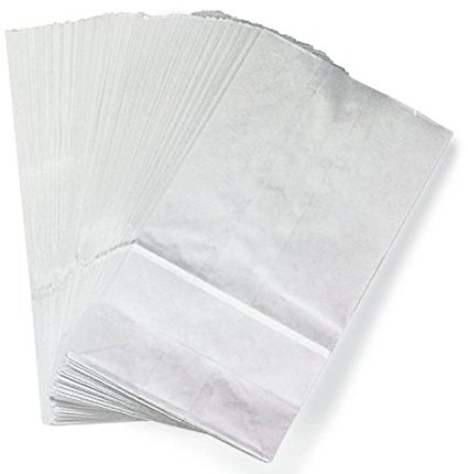 Pavilia Flat Bottom Paper Bags - 6 x 11 - Pack of 100 - White