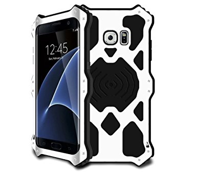 Galaxy S7 Edge Case,MK2 Series Luxury Aluminum Alloy Protective Case, Metal Bumper Armor Aluminum Shockproof Military Heavy Duty Protector Case Cover for Samsung Galaxy S7 Edge (White)