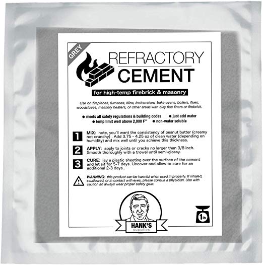 Refractory Cement for High Heat/High Temperature FireBrick & Masonry Joints, Cracks & Repair (1 lb Bag)