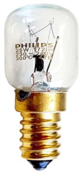 PHILIPS 25 WATT E14/SES OVEN LAMP LIGHT BULB 300 DEGREES - SMALL SCREW CAP FITTING