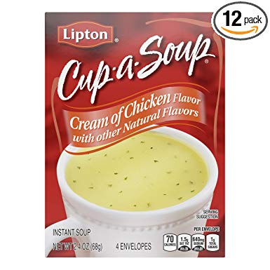 Lipton Cup-a-Soup Instant Soup For a Warm Cup of Soup Cream of Chicken Only 60 Calories Per Serving 2.4 oz 4 Count