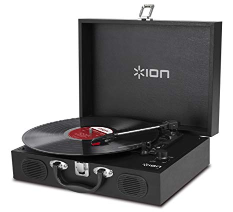 Ion Audio Vinyl Transport VJB01 Portable Briefcase Style Turntable (Black) with Built-In Stereo Speakers