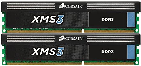 Corsair XMS3 8 GB 1333 MHz PC3-10666 240-Pin DDR3 Memory Kit, CMX8GX3M2A1333C9