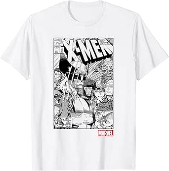 Marvel X-Men Black & White Comic Book Cover Poster T-Shirt