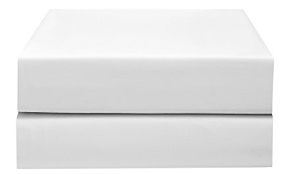 PHF Hotel Collection Bedding 200T Flat Sheet Cotton Polyester Pack of 2 Piece King Size White