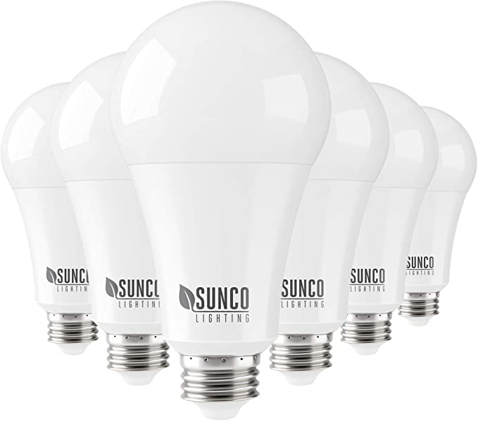 Sunco Lighting 6 Pack A21 LED Bulb 22W=150W, 3000K Warm White, 2550 LM, E26 Base, Dimmable, Indoor Light for Lamp - UL & Energy Star