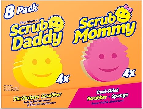 Scrub Daddy OG 4ct   Scrub Mommy 4ct - Scratch-Free Multipurpose Dish Sponge - BPA Free & Made with Polymer Foam - Stain & Odor Resistant Kitchen Sponge