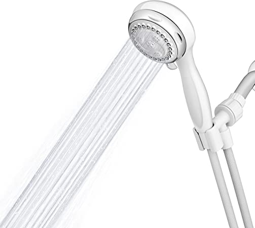 Waterpik Handheld Shower Head with Hose 1.8 GPM PowerSpray, White, NVL-651E