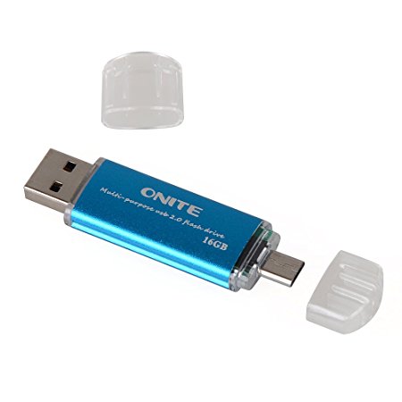 Onite 16G Blue CoolFlash 2 in 1 OTG Micro USB Flash Drive Disk for Samsung Galaxy S7 S6 S5 S4 S3 S2, Tab, Note 4 3 2, LG L9 K8 K7, G4 G3, Lumia 920, Moto G5 G4 G