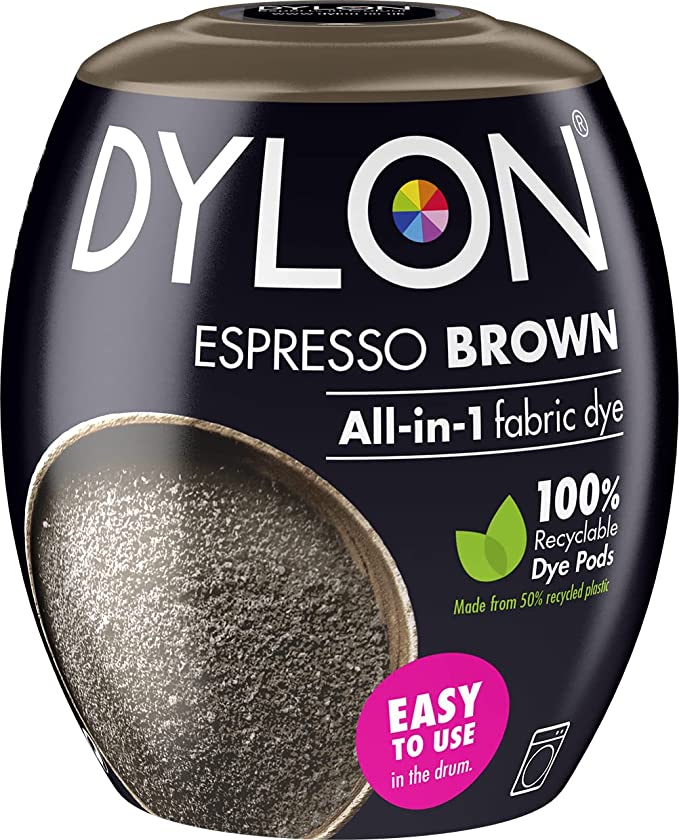 Dylon Washing Fabric Clothes Soft Furnishings 350 G Machine Dye Pod Espresso Brown 350g, (Pack of 1), 12 Ounce