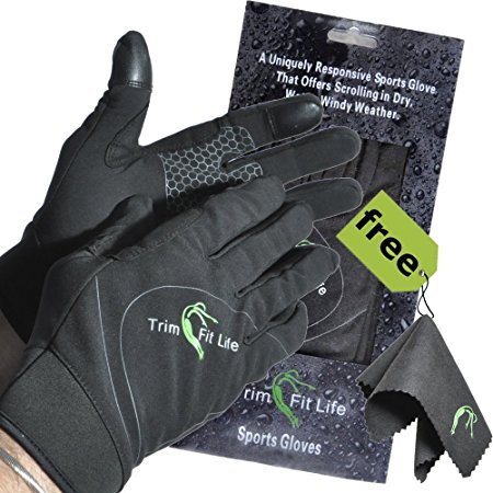 SportyGlove-Top Rated Windproof Breathable Water Resistant Running Gloves for Women and Men. Perfect for All Sports Outdoors & Best Touch Screen Feeling When Texting on Smartphone or Tablets