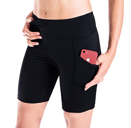 Yogipace Women's (XS-2XL) Side Pocket/Back Zippered Pocket 7" Active Compression Shorts Bike Shorts Workout with Phone