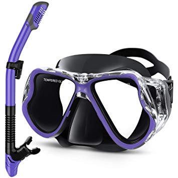 Greatever Dry Snorkel Set,Panoramic Wide View,Anti-Fog Scuba Diving Mask,Easy Breathing and Professional Snorkeling Gear for Adults