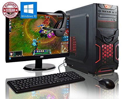 ADMI GAMING PC PACKAGE: Powerful Desktop Computer, 21.5 Inch 1080p Monitor, Keyboard & Mouse Set (PC SPEC: AMD A6-6400K 4.1GHz Dual Core Processor with Radeon HD 8470D Graphics, USB 3.0, 500W PSU, 1TB Hard Drive, 8GB RAM, 24 x DVDRW Drive, Wifi, Red Devil Gaming Case, Pre-Installed with Windows 10 Operating System)