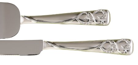 Hortense B. Hewitt Wedding Accessories Sparkling Love Silver-Plated Cake Knife and Server Set