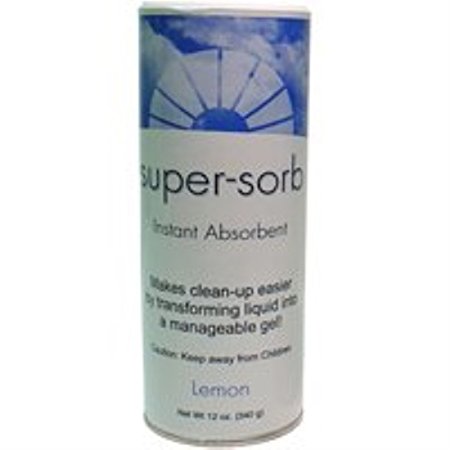 Fresh Products Super-Sorb Liquid Spill Absorbent, Powder, 12 Ounce Shaker Can, Lemon-Scented