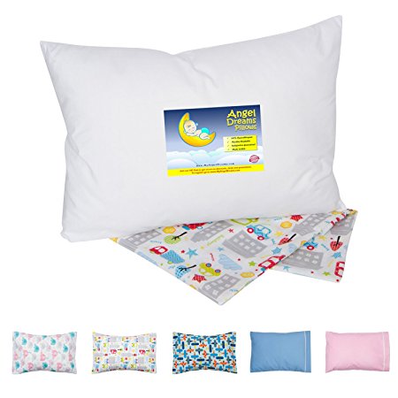 Angel Dreams Toddler Pillow 13x18 Bundle with Tailored Pillowcase (Cars Theme)