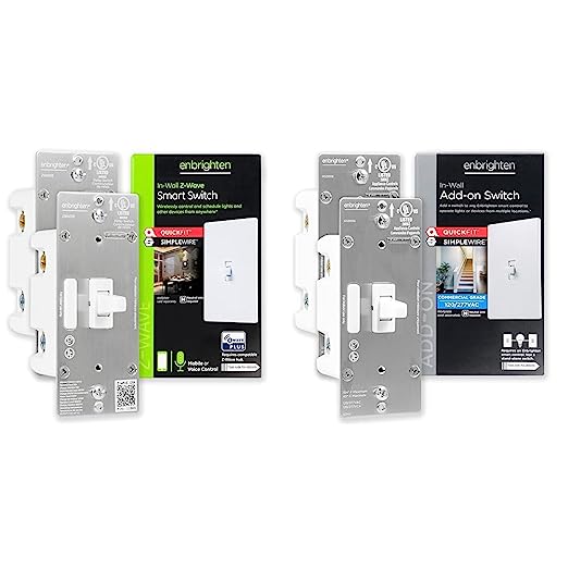 Enbrighten Z-Wave Smart Toggle Light Switch with QuickFit and SimpleWire, 47899, White & Add-On Switch QuickFit & SimpleWire, Smart Light Control, Z-Wave/Zigbee Smart Light Switch, 47895