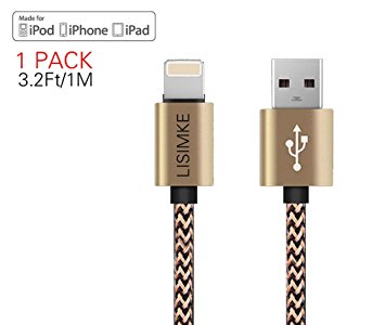 LISIMKE Apple Lightning Cable 3.3ft 1M [MFi Certified] for iPhone 7,7 Plus,6s,6,6 Plus,5 iPod iPad,High Speed Data Sync and Charge Cable