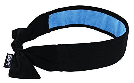 Ergodyne Chill-Its 6700CT Evaporative Cooling Bandana - Tie Closure, Black