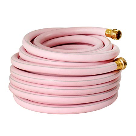 KAPOK Garden Hoses with Brass Fitting Connectors- Varies Sizes and Colors (50-FT, Pink/Gray)