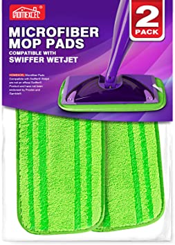 HOMEXCEL Microfiber Mop Pads Compatible with Swiffer Wet Jet, Reusable and Machine Washable Floor Mop Pad Refills, Mop Head Replacements for Multi Surface Wet & Dry Cleaning, Pack of 2