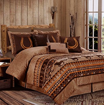 Sedona By Chezmoi Collection 7-piece Southwestern Wild Horses Microsuede Bedding Comforter Set (King)