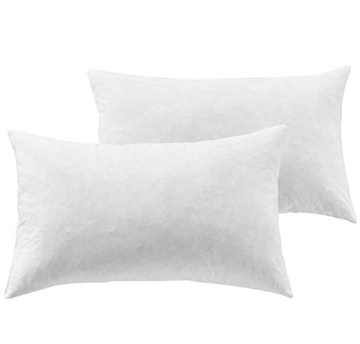 Yesterdayhome Set of 2-16x26 Oblong Pillow Inserts-Down Feather Pillow Inserts-White