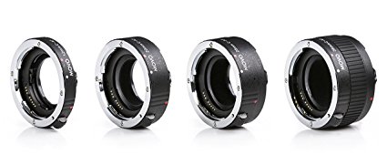 Movo MT-C93 4-Piece AF Chrome Macro Extension Tube Set for Canon EOS DSLR Camera with 12mm, 20mm, 25mm, & 36mm Tubes