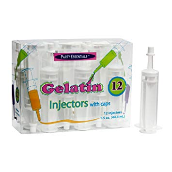 Party Essentials 1.5 Ounce Gelatin Shot/Gelatin Syringe Injectors with Caps, 12-Count, Clear