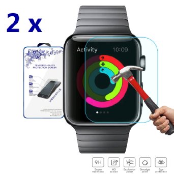 2x For Apple Watch 42mm Nacodex Premium HD Tempered Glass Screen Protector