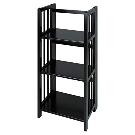 Casual Home 3-Shelf Folding Bookcase (14" Wide)-Black