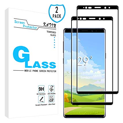 KATIN Galaxy Note 9 Screen Protector - [2-Pack] 3D Curved [Full Max Coverage] Tempered Glass for Samsung Galaxy Note 9, Easy to Install, Bubble Free with Lifetime Replacement Warranty