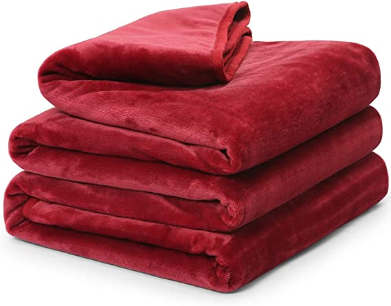 Fleece Blanket Queen King Twin Throw Size Soft Summer Cooling Breathable Luxury Plush Travel Camping Blankets Lightweight for Sofa Couch Bed (Wine, King (90" x 108"))