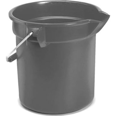 Rubbermaid Commercial FG296300GRAY Brute HDPE Heavy-Duty Bucket, 10-quart, Gray