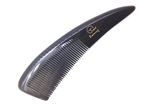 Time Roaming 100% Handmade Natural Horn Comb 7.9" Black Ox Horn with Natural Tip Handle