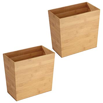 InterDesign Formbu Rectangular Wastebasket Trash Can – Pack of 2, Natural