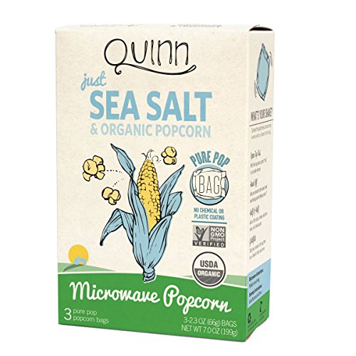 Quinn Snacks Microwave Popcorn - Made with Organic Non-GMO Corn - Great Snack Food for Movie Night {Just Sea Salt, 1 Box}