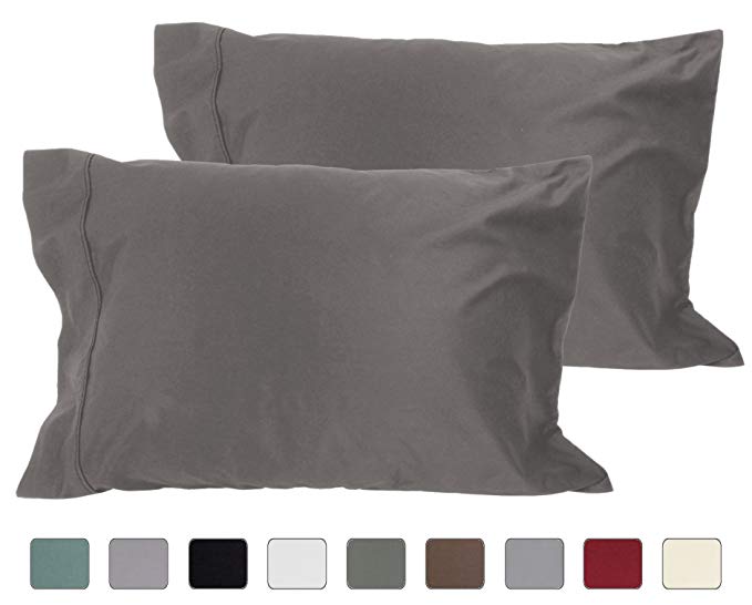 American Pillowcase 100% Cotton, High Thread Count, Luxury Set of Pillow Cases, Z-style Hem Stitch, Standard 21x30 (fits 20x26 pillow) - Carbon